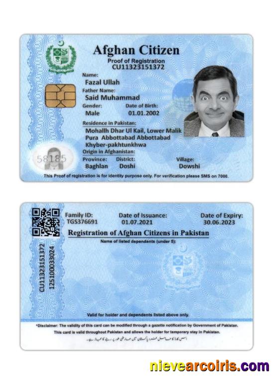Afghan citizen proof of registration
